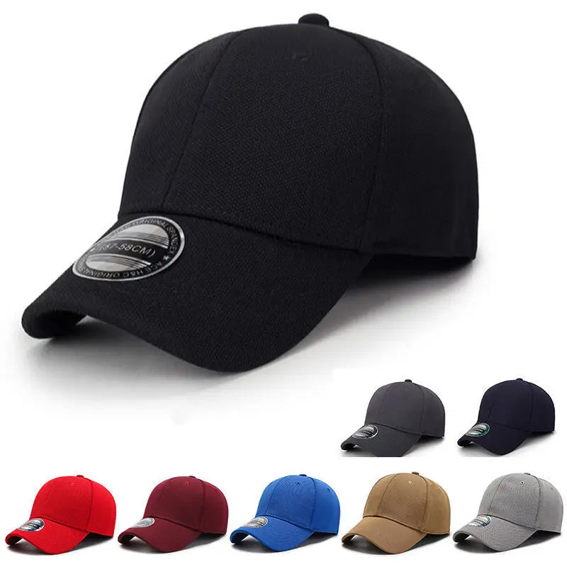 Fitted Baseball Cap Closed Back Curved Brim Sun Hat