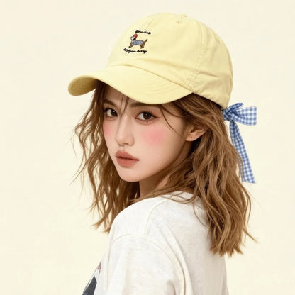 New Breathable Baseball Cap Bow Tie Sun Protection Duckbill Hat