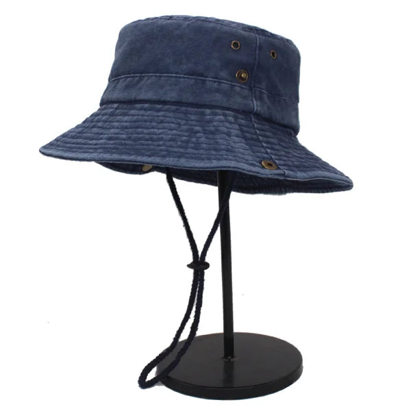 Wide Brim Bucket Hat For Men And Women Washed Solid Cotton