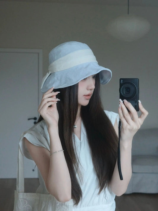 Elegant Bow-Tied Fisherman's Hat Women