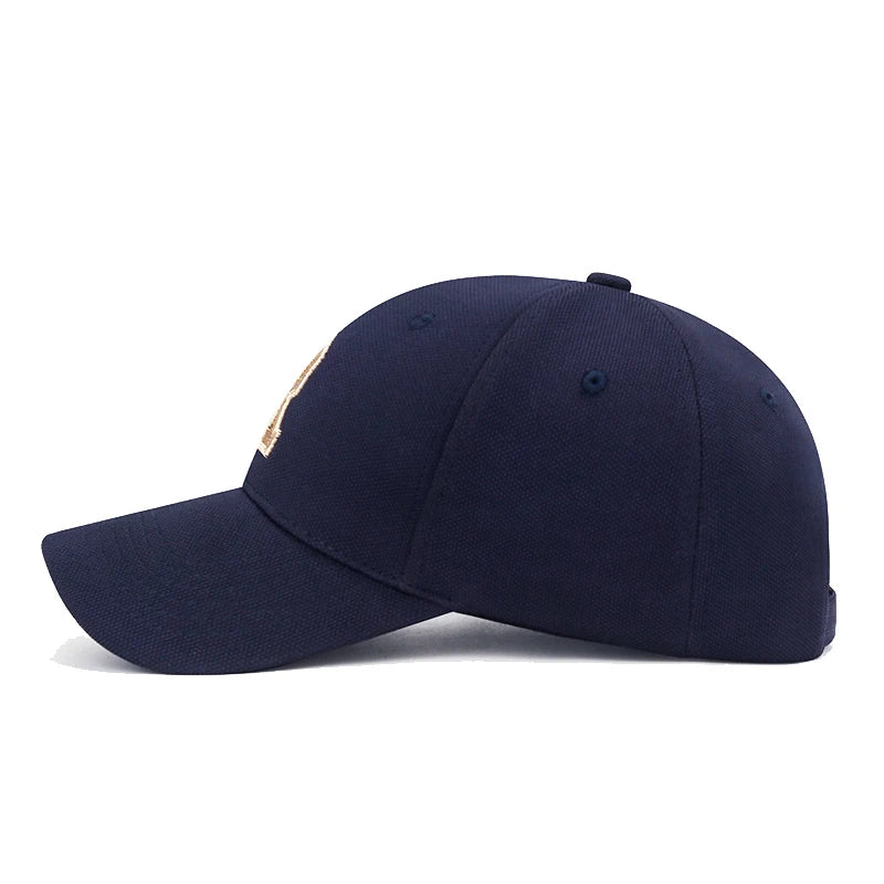 New High Quality R Letter  Gold Thread 3D Embroidery Adjustable Elastic Pineapple Cloth Baseball Cap Sun Hat
