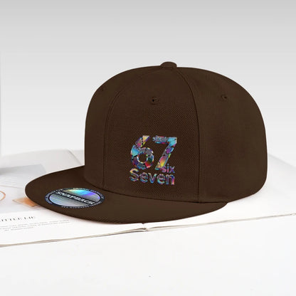 Cool Laser-Printed “67” Digital Print Hip-Hop Flat-Brim Cap