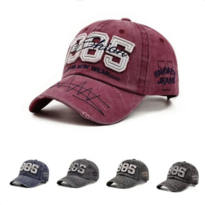 1pcs Vintage Baseball Hat with Digital Embroidery Casual Hip Hop Sun Hats