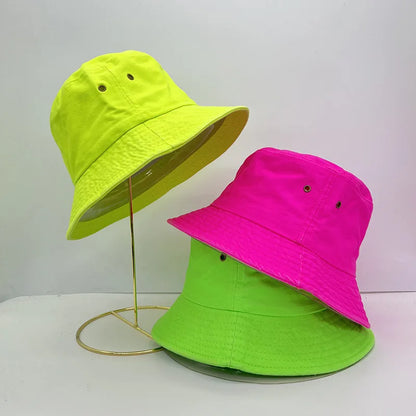 Fluorescent Green Bucket Hat Four Seasons Candy Color