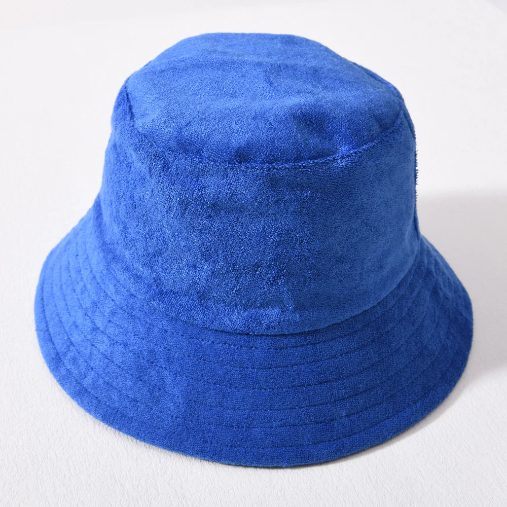 Simple Terry Cloth Towel Bucket Hat Spring Autumn
