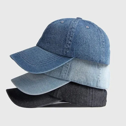 Unisex Solid Denim Baseball Cap Blank Washed Jean Hat Casquette Adjustable