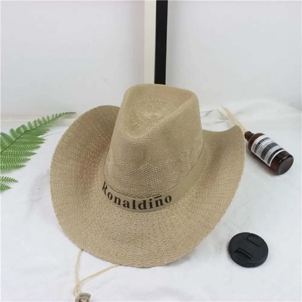 Straw Sun Hat Casual Breathable Cowboy Wide Brim Jazz Hat