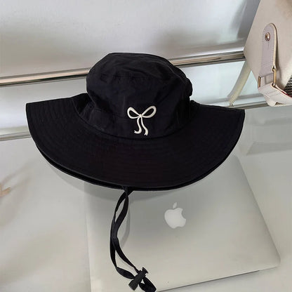 Korean Pink Bow Quick Dry Fisherman Hat