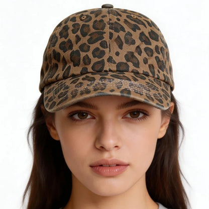 Vintage Leopard Print Baseball Cap for Women