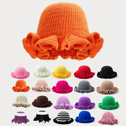 Solid Color Hand Knitted Knit Hat In Bohemian Style With Hollowed Out