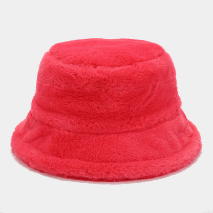 Faux Rabbit Fur Bucket Hat Lady Winter Warm Soft Panama Hat