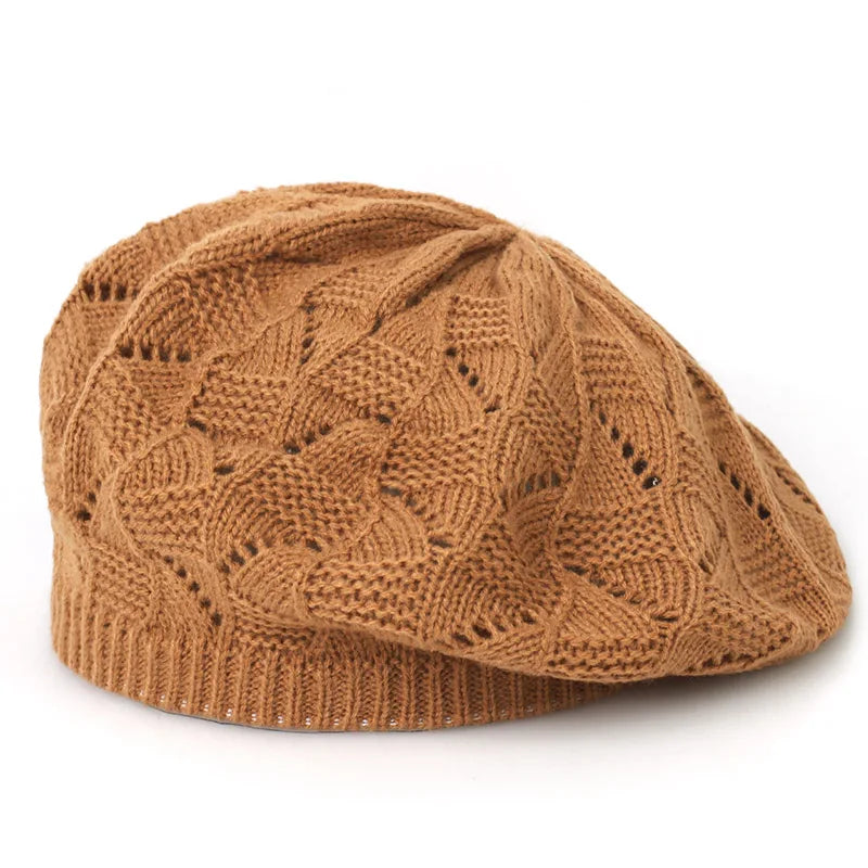 Women's Plain Color Knit Beret Hat Ladies French Artist Beret Hats