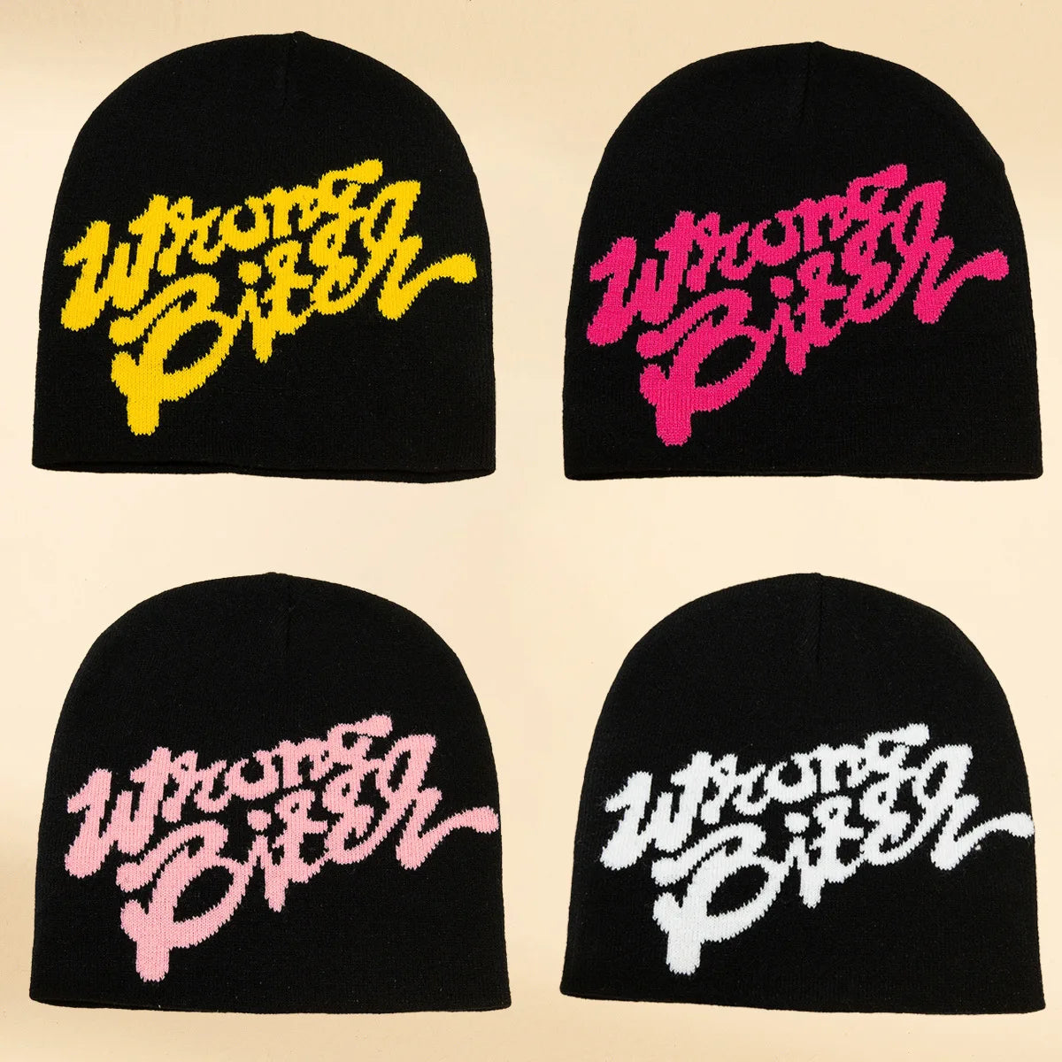 Unisex Trendy American Letter Knitted Hat Hip Hop Skiing Warmth Cap