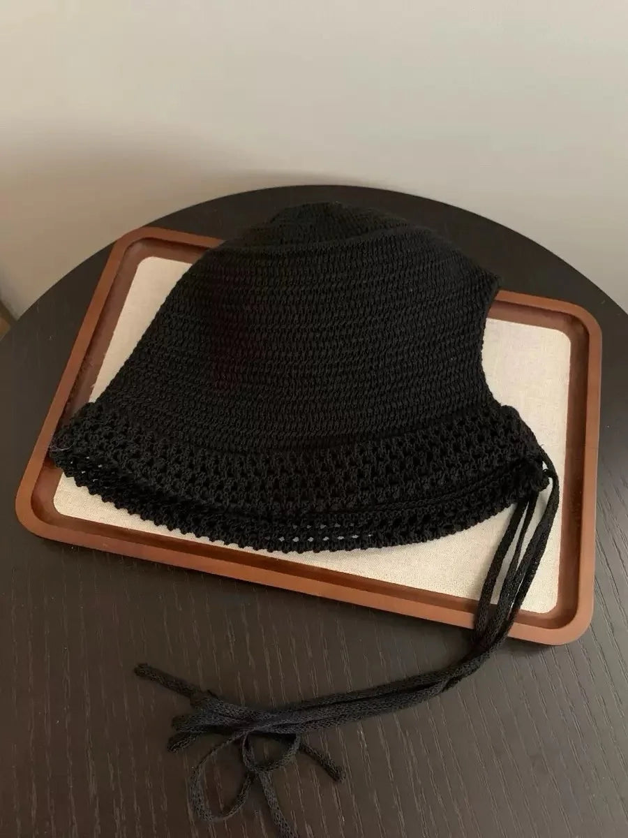 Women French Hollow Knit Bucket Hat