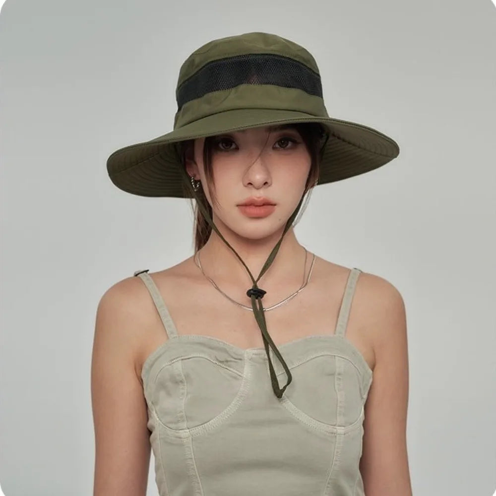 New Anti-Sun Bucket Hat Adjustable Anti-UV Beach Hat