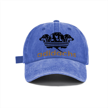 Vintage Washed Baseball Cap Unisex Distressed Snapback Hat Grey Dachshund Dog Graphic Embroidery Adjustable Dad Hat Streetwear