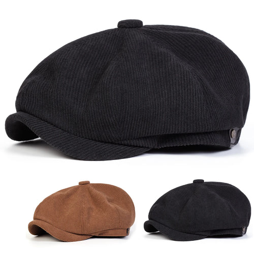 Unisex Corduroy Newsboy Caps Men British Painters Hats
