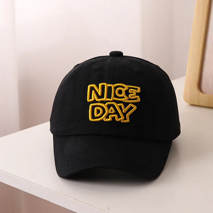 Solid Color Children Baseball Cap Letter Embroidery Baby Boy Girl Sun Hat Causal Outdoor Kids Adjustable Caps