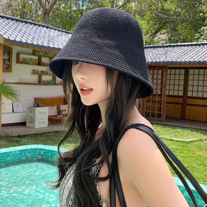 2026 Korean Hook Woven Hollowed Out Fisherman Hat