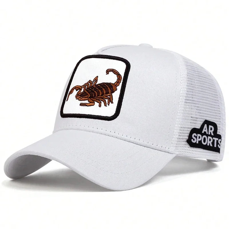 Unisex Scorpion Embroidery Baseball Net Caps Spring and Summer