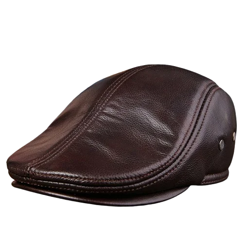 Genuine Leather Beret Hat For Men Warm Windproof Winter Cap