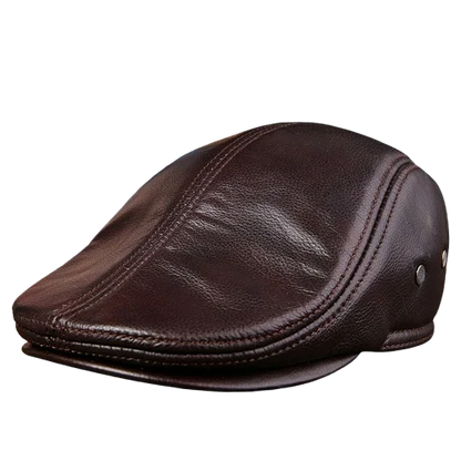 Genuine Leather Beret Hat For Men Warm Windproof Winter Cap