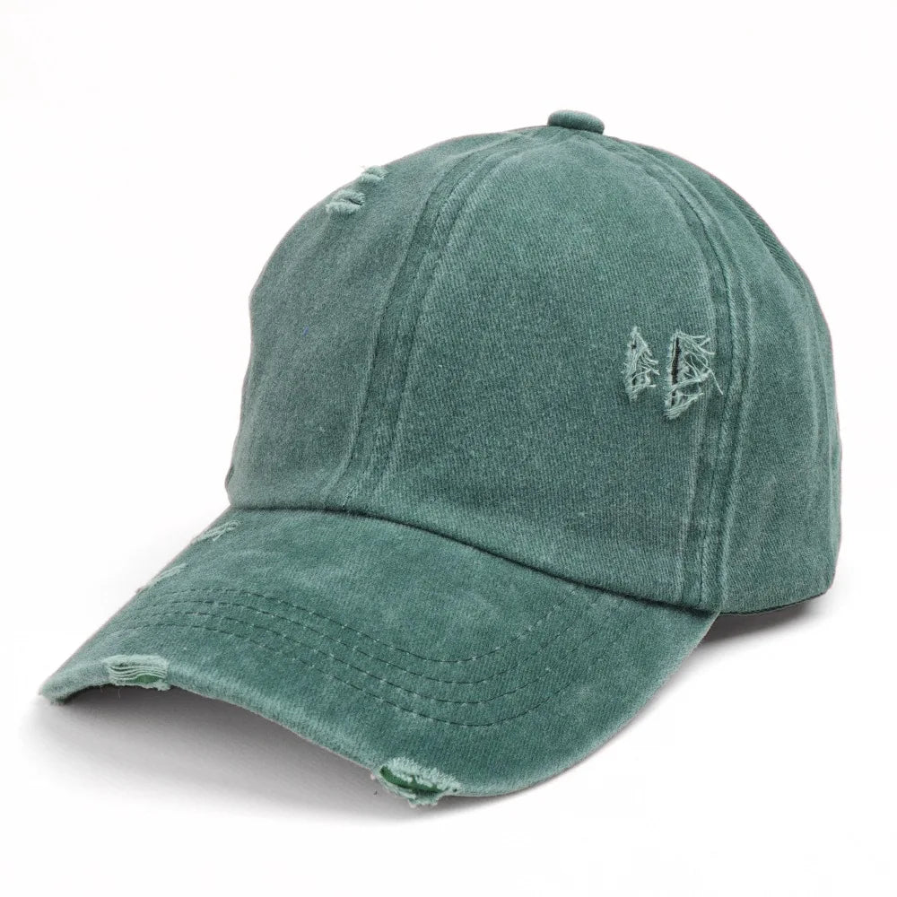 Washed Distressed Baseball Cap Women Men