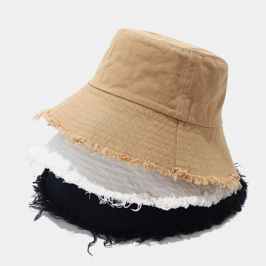 Women American Vintage Distressed Frayed Edge Bucket Hat