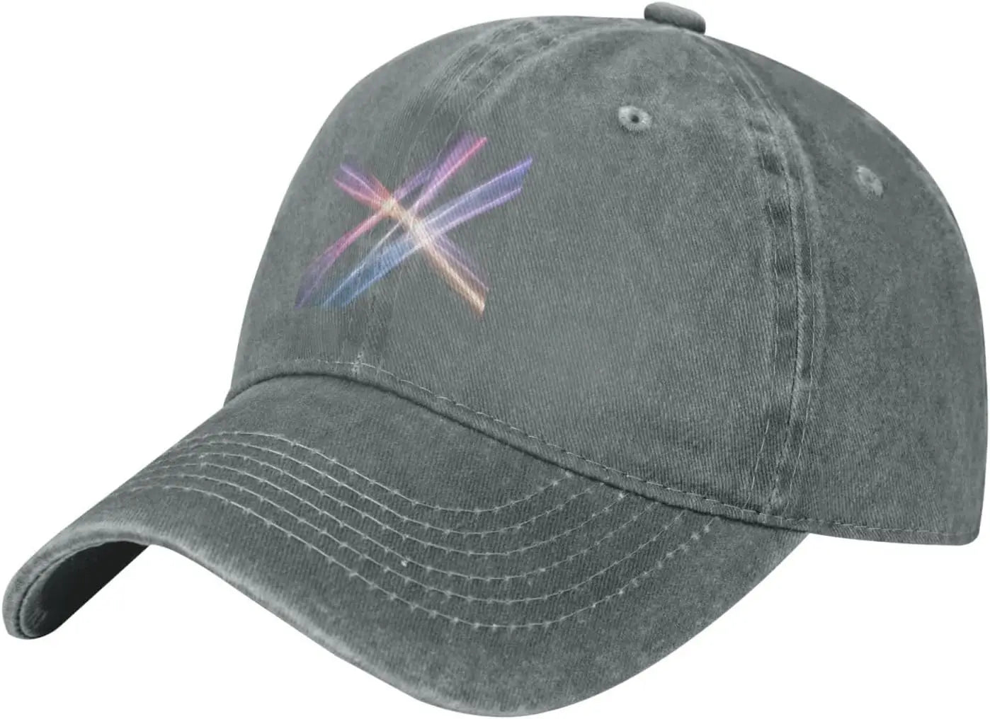 Black Streaming Yarn Printed Washed Cowboy Baseball Cap