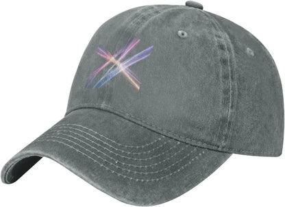 Black Streaming Yarn Printed Washed Cowboy Baseball Cap