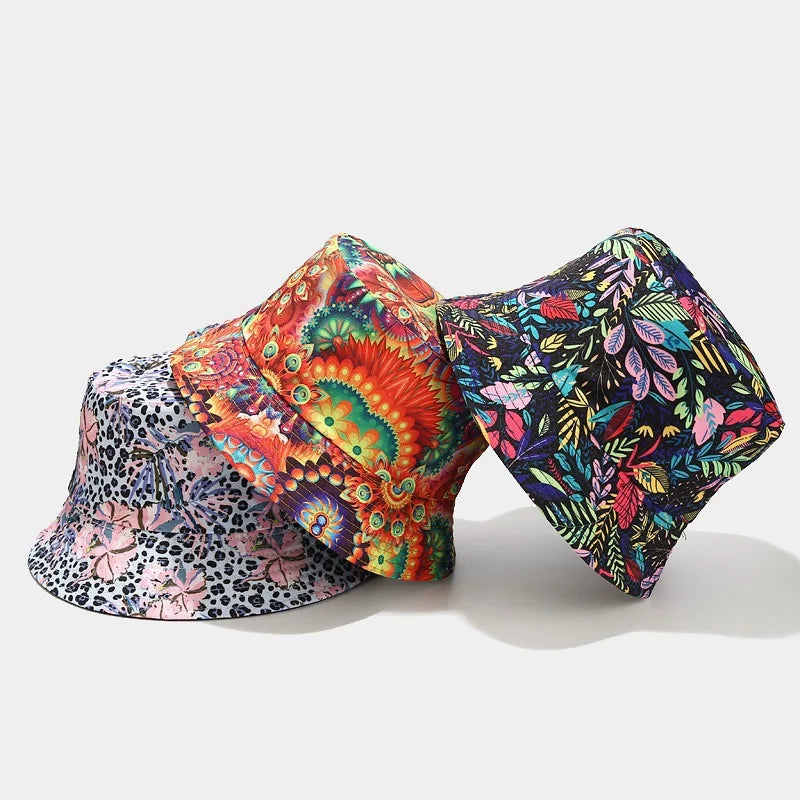 Unisex Panama Bucket Hats Ethnic Style Pattern Fisherman Cap For Men And Women