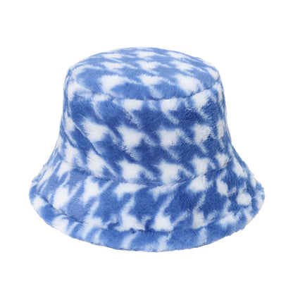 Winter Bucket Hat Women's Fashion Leopard Panama Warm Hats Female Vintage