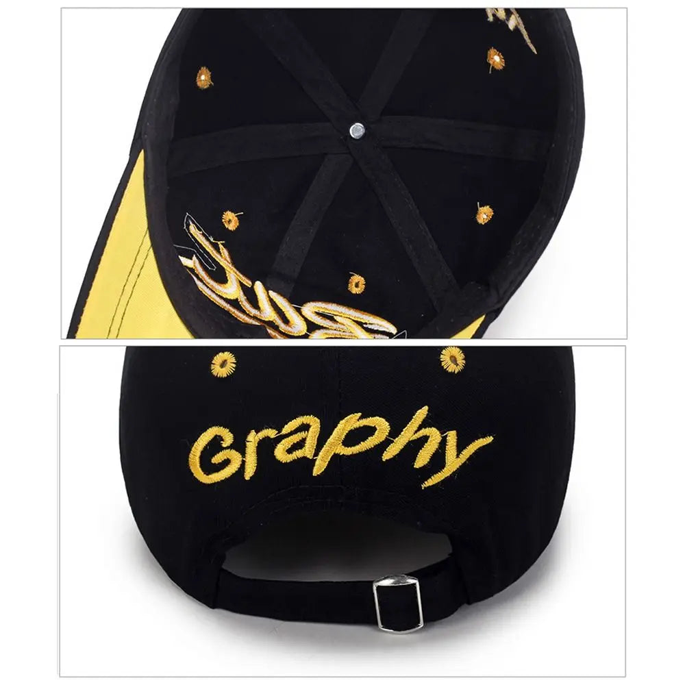 Versatile Broken Hole BAT Embroidery Adjustable Peaked Cap Casual Sunscreen Hats Outdoor Sports