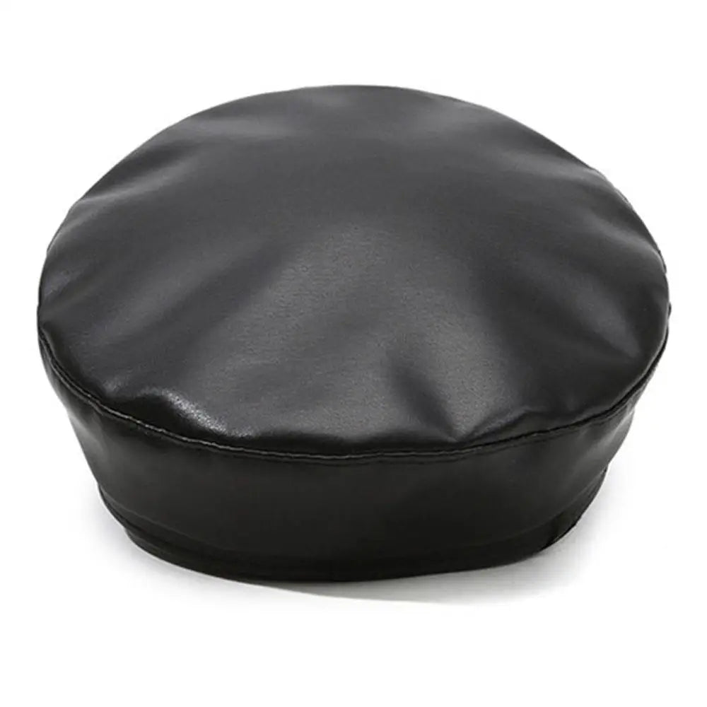 Fashion Women Berets Black Pu Leather Flat Top Newsboy Caps