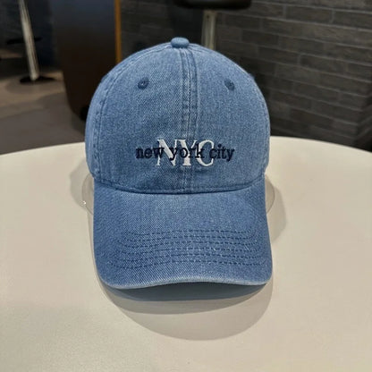 Unisex NYC Letter Embroidery Denim Baseball Cap
