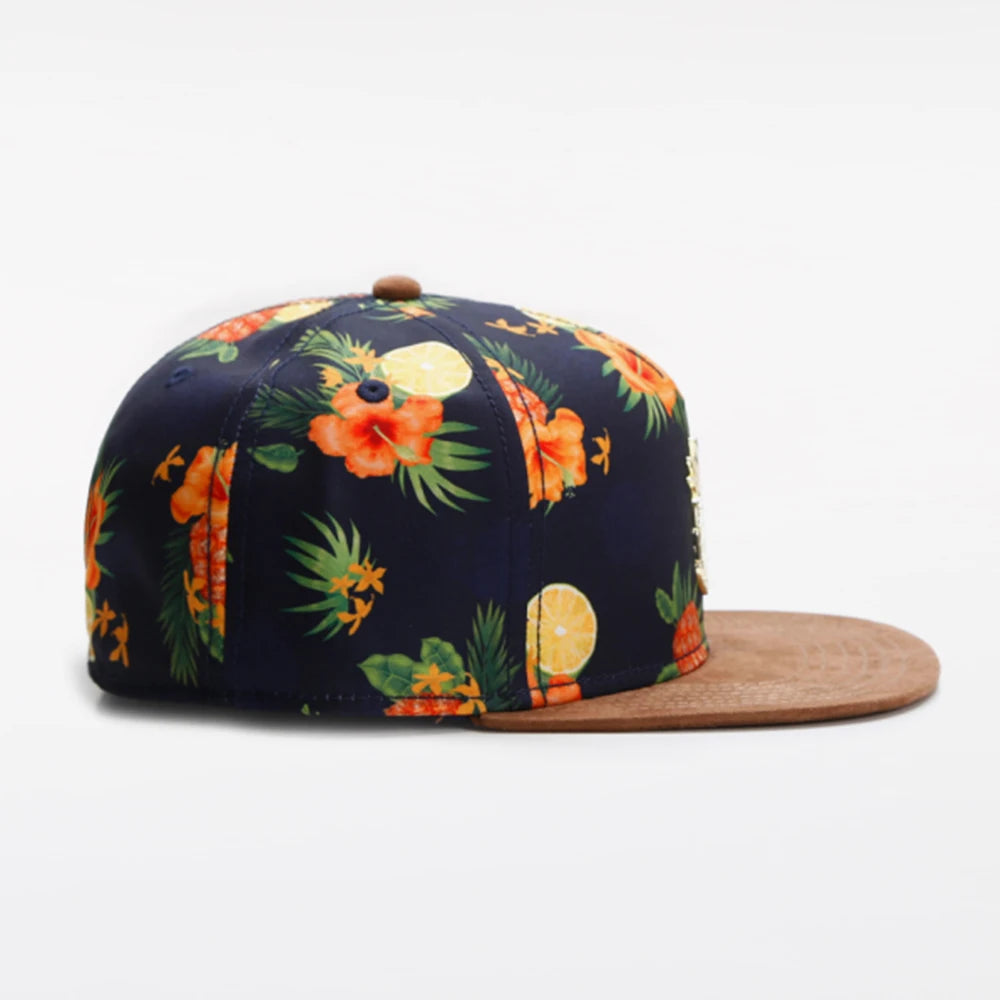 Fashion Hat American style FRUITY SUMMER CAP Metal Pineapple Hip Hop Hat Unisex Flat Brimmed Hat