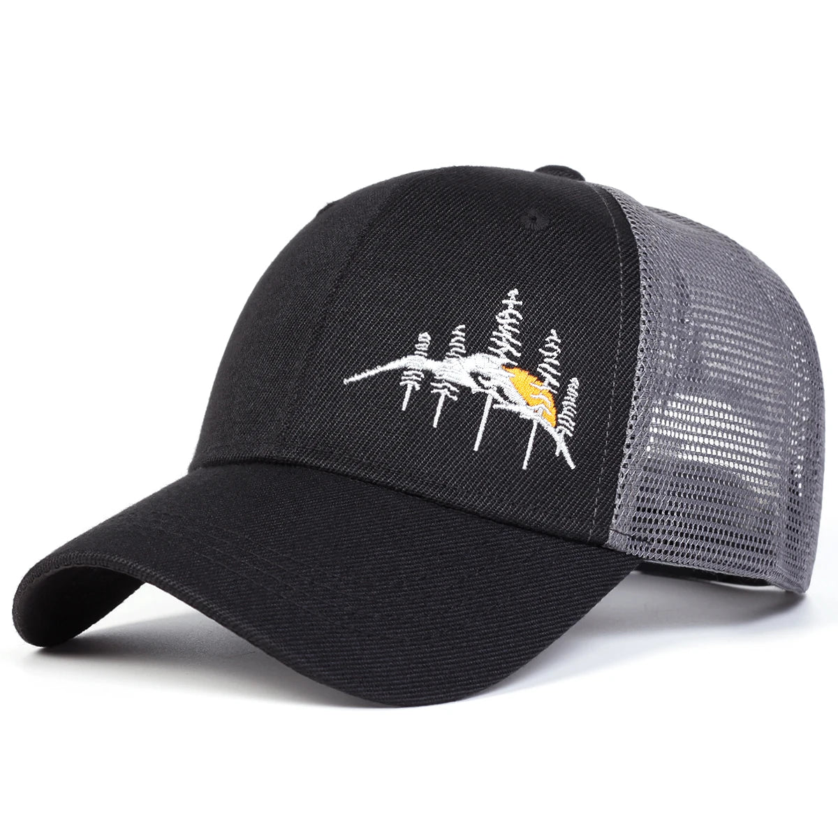 Unisex Mountain Tree Embroidery Baseball Net Caps Spring and Summer