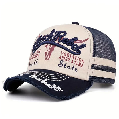 Creative Mesh Hat Cow Head Side Patched Embroidered Hip Hop
