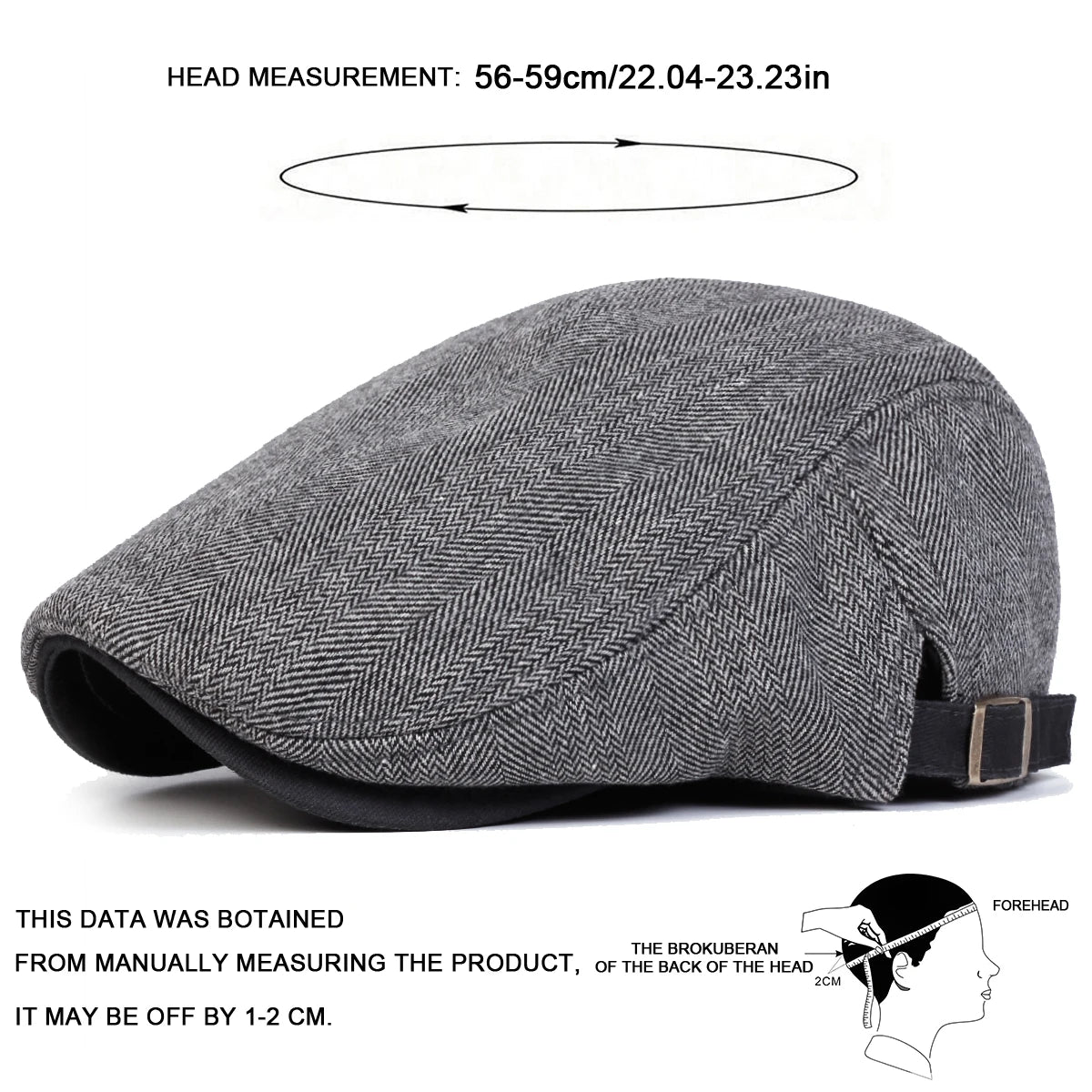 Men Retro Herringbone Grid Newsboy Caps British Painters Hats, Flat Cap Hip Hop Berets