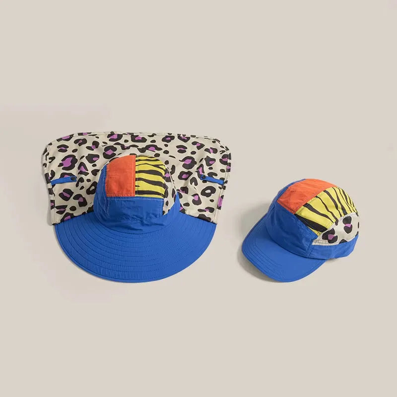 American Retro Leopard Print Splicing Baseball Caps