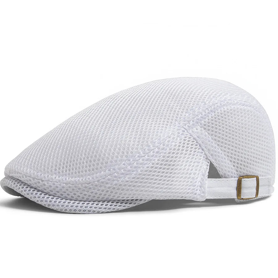 Men Summer Hollow Mesh Beret Breathable Vintage Forward Cap