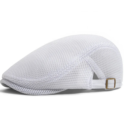 Men Summer Hollow Mesh Beret Breathable Vintage Forward Cap
