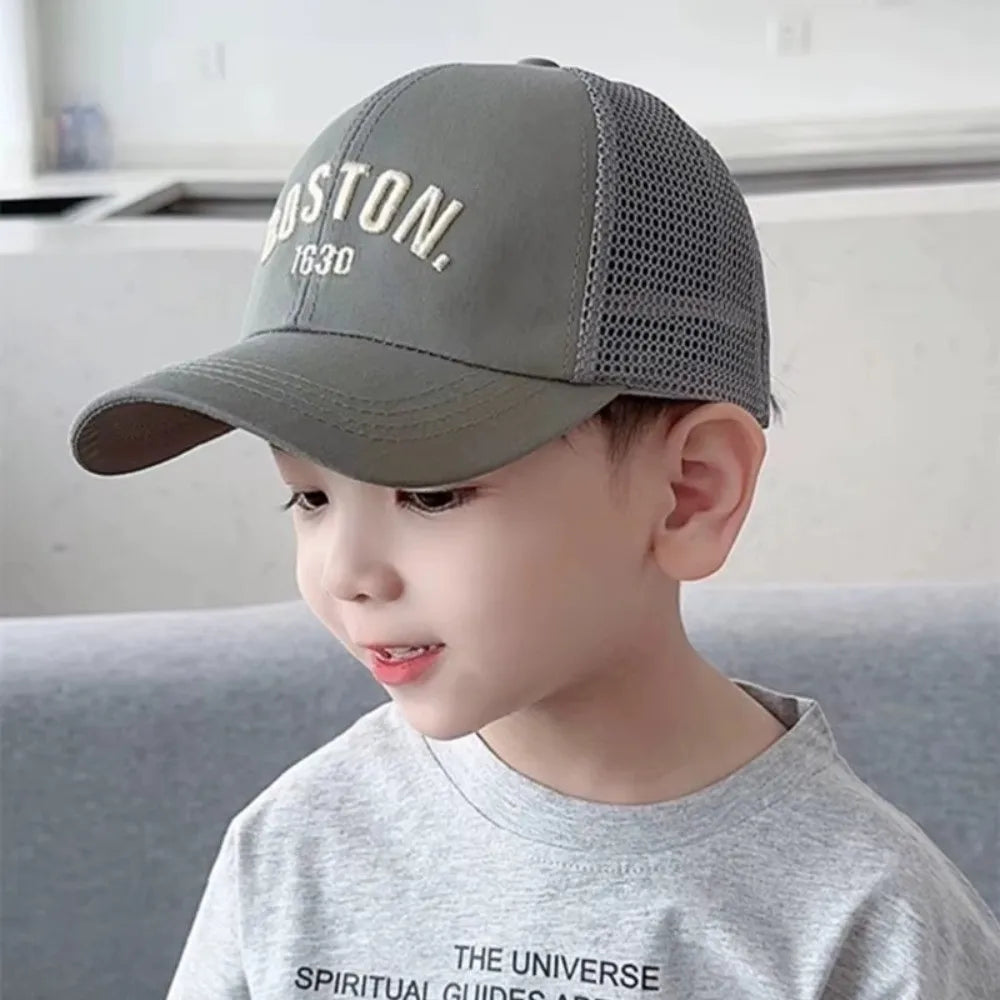 New Solid Color Baby Baseball Cap Breathable Mesh Adjustable Peaked Hat Sun Embroidery Sun Hats
