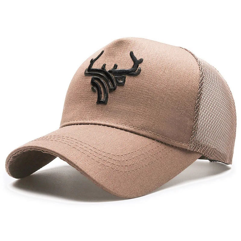 Unisex Animal Antlers Embroidery Baseball Net Caps Spring and Summer