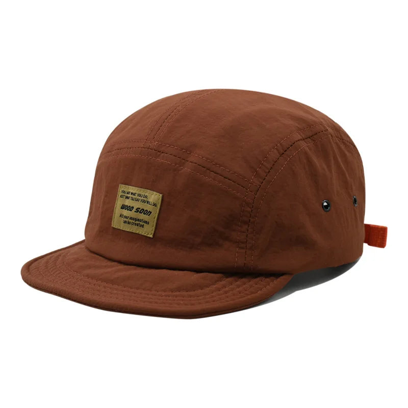 Fashionable Slim-Fit Patch-Lettered Five-Piece Fabric Quick-Drying Baseball Cap