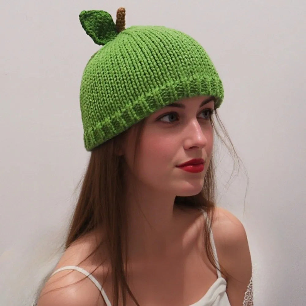Lemon Creative Knitted Fruit Hat Playful Thick Strawberry Pullover Cap Warm