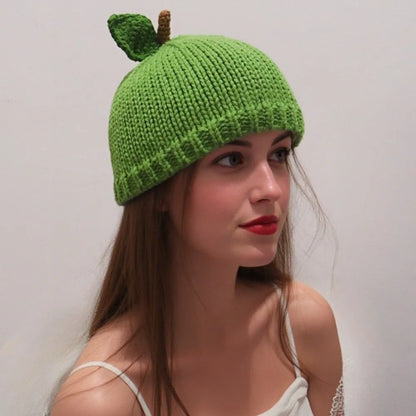 Lemon Creative Knitted Fruit Hat Playful Thick Strawberry Pullover Cap Warm