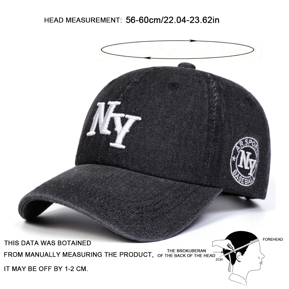Unisex Letter Embroidery Cowboy Baseball Caps Spring Autumn
