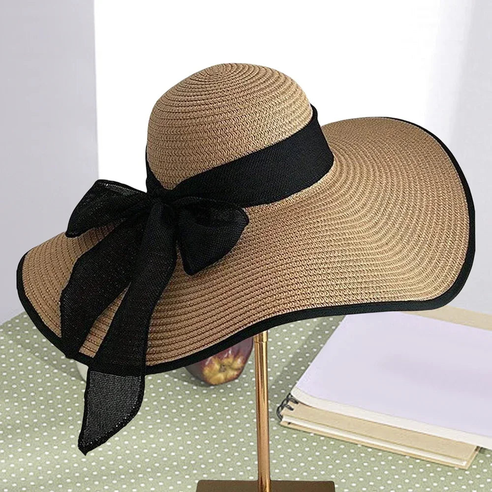 Women's Seaside Bow Beach Hat Oversize Straw Hat