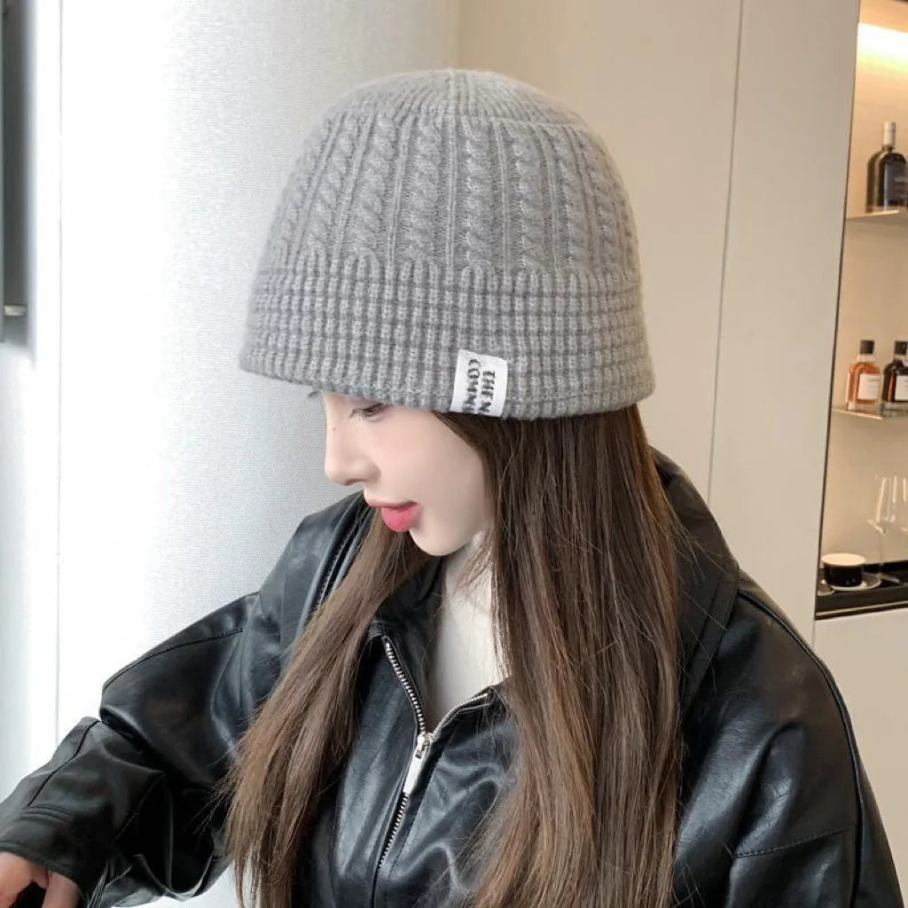 Fall/Winter Hat Girl Fisherman Hat Japanese Knitted Basin Hat Solid Color Korean
